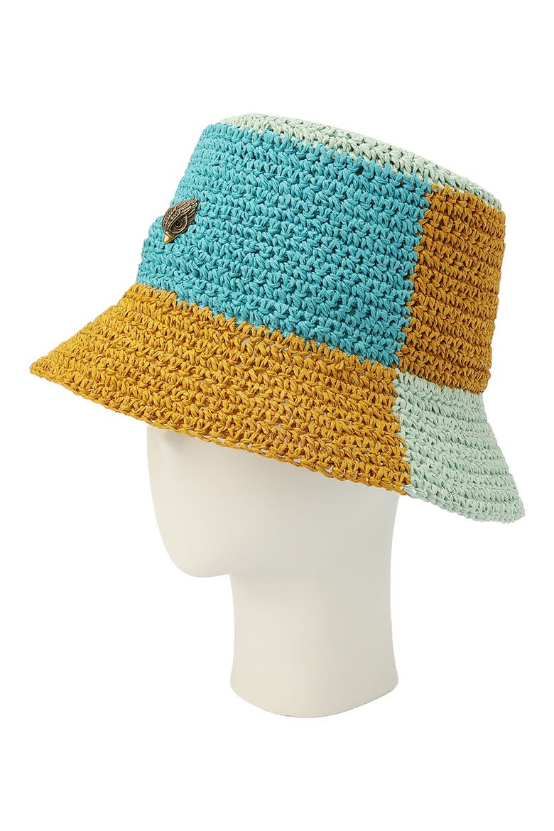Colorblock Raffia Bucket Hat, Alternate, color, MINT LEAF
