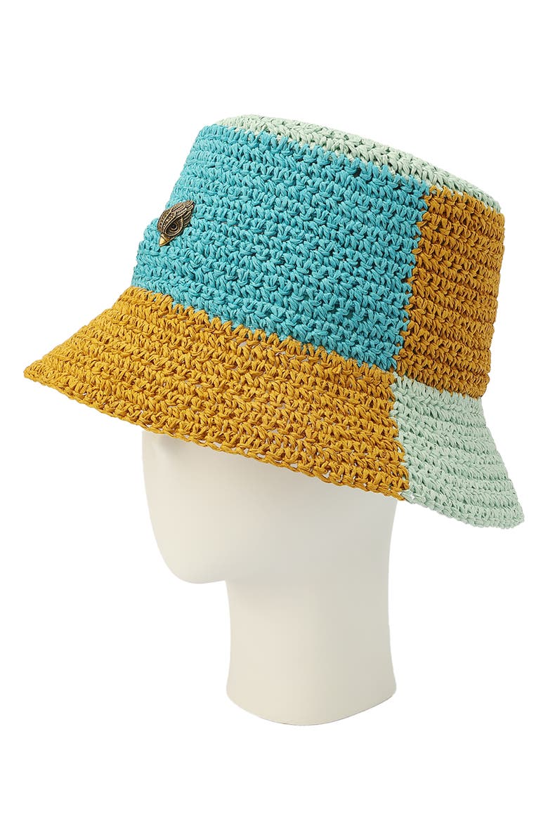 Kurt Geiger London Colorblock Raffia Bucket Hat, Alternate, color, 