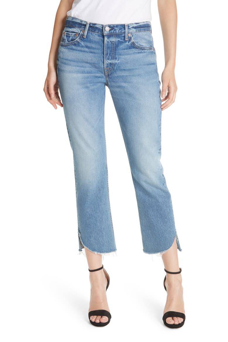 Tatum Curved Step Hem Jeans, Main, color, TURN BLUE