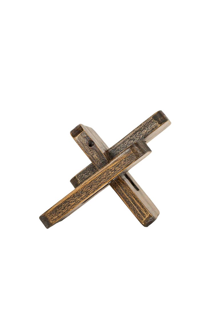 Linked Rectangle Decorative Chain Accent Wood, Alternate, color, Brown