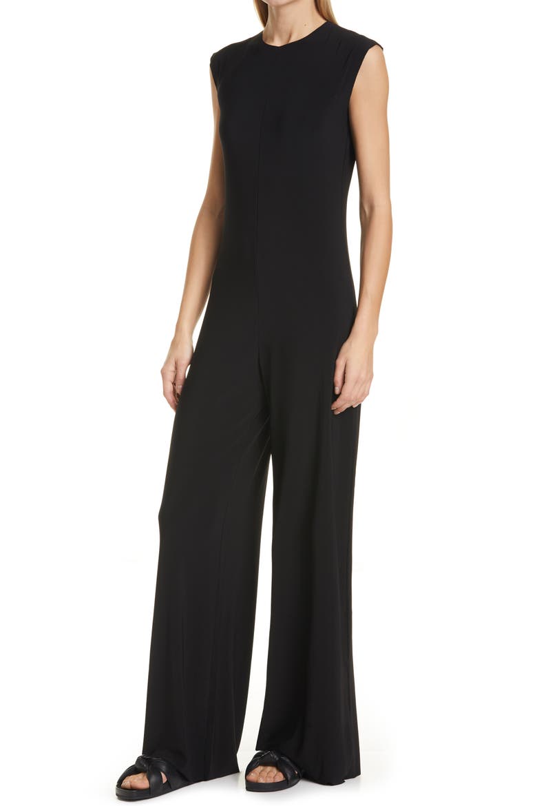 KAMALIKULTURE Wide Leg Jersey Jumpsuit, Alternate, color, BLACK