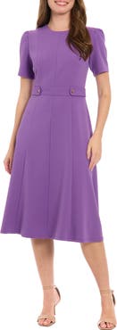 London Times Side Tab Fit & Flare Dress
