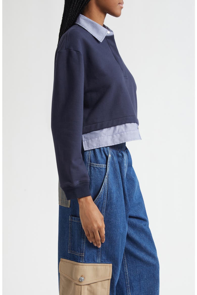 Mixed Media Cotton Crop Sweatshirt, Alternate, color, MIDNIGHT- MIDNIGHT MULTI