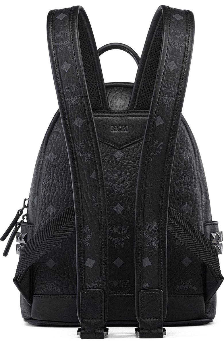 MCM Stark Side Studs Backpack in Visetos, Alternate, color, Black
