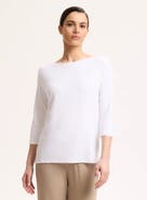 Majestic Filatures Soft Touch Semi Relaxed 3/4 Sleeve Boatneck