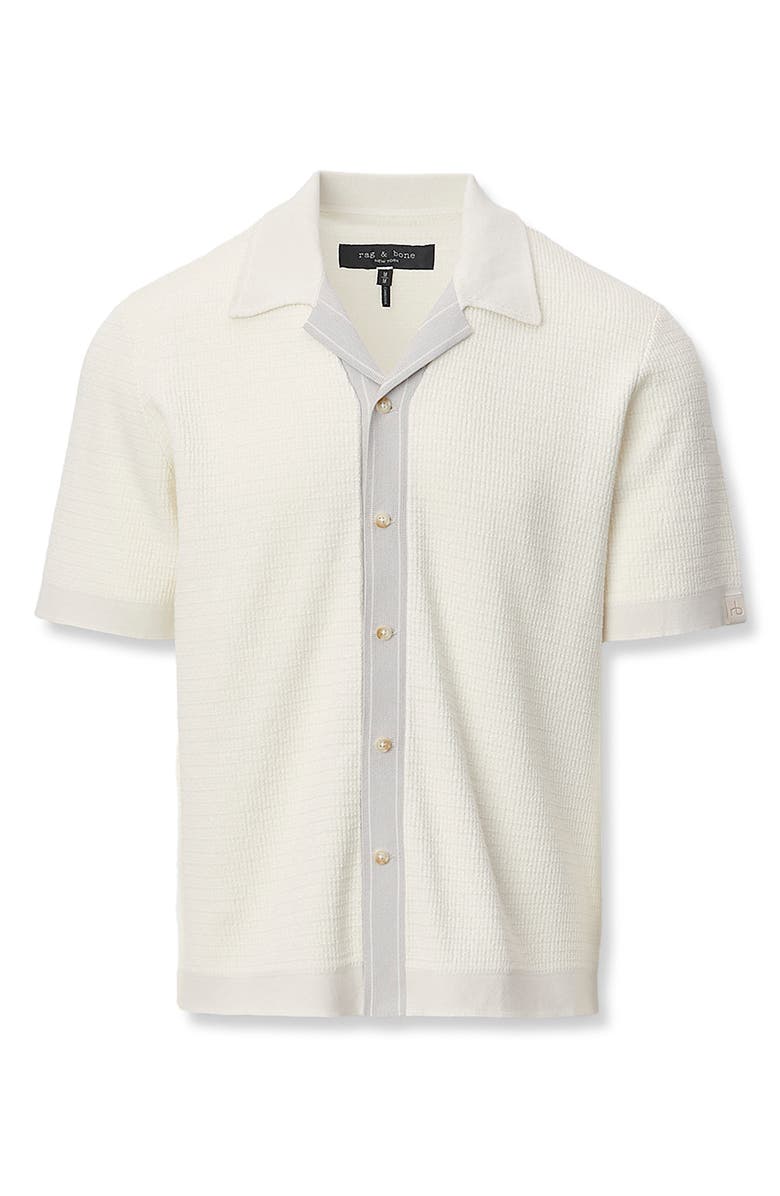 rag & bone Harvey Block Stitch Camp Shirt, Alternate, color, Chalk
