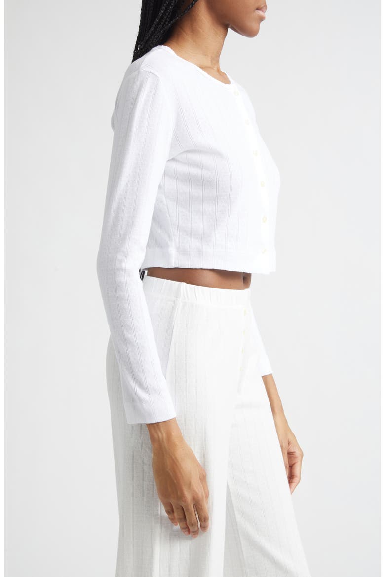 Cotton Pointelle Crop Cardigan, Alternate, color, WHITE