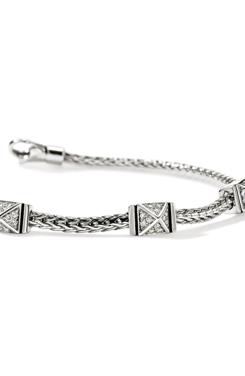 John Hardy Icon Stud Pavé Diamond Bracelet, Alternate, color, Silver