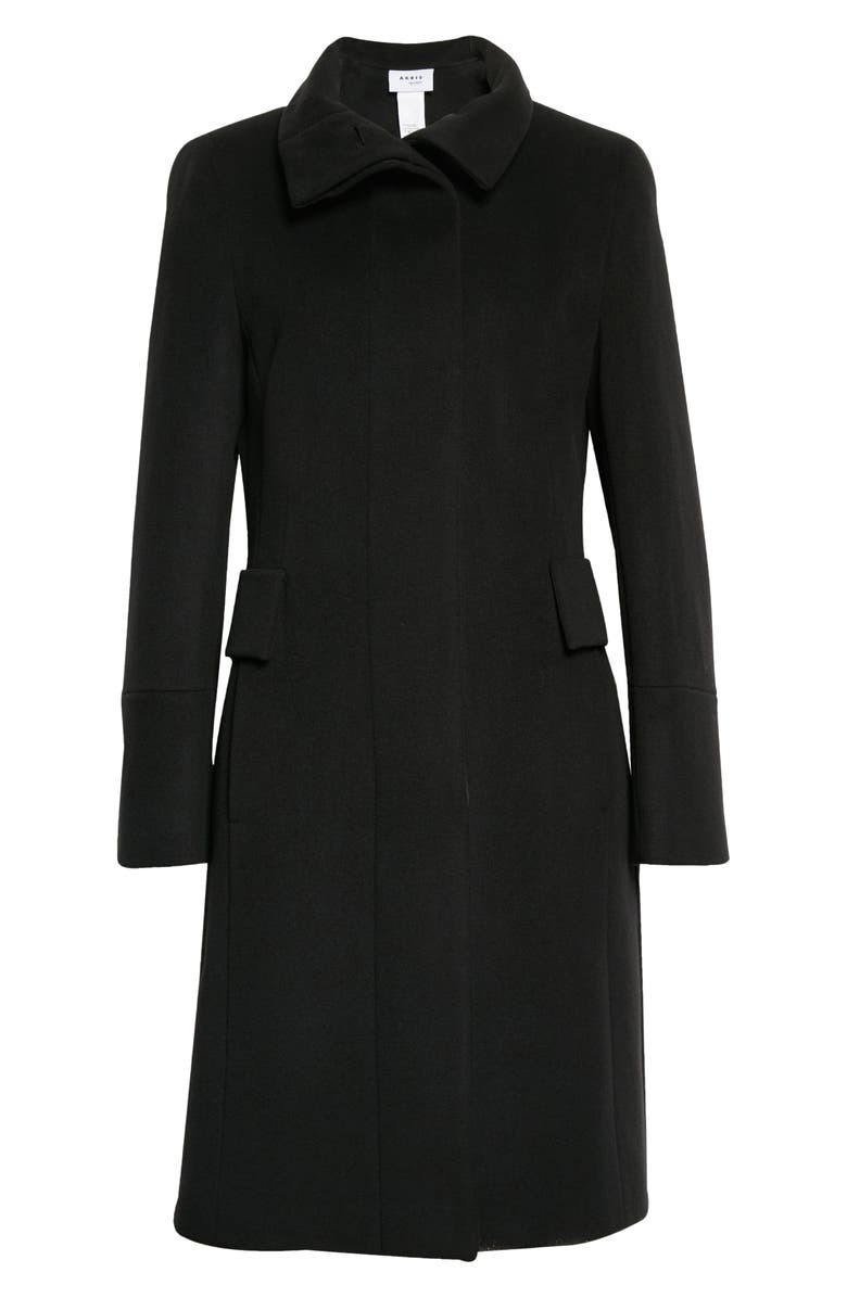 Akris punto Stand Collar Wool Blend Fleece Coat, Alternate, color, 009 Black