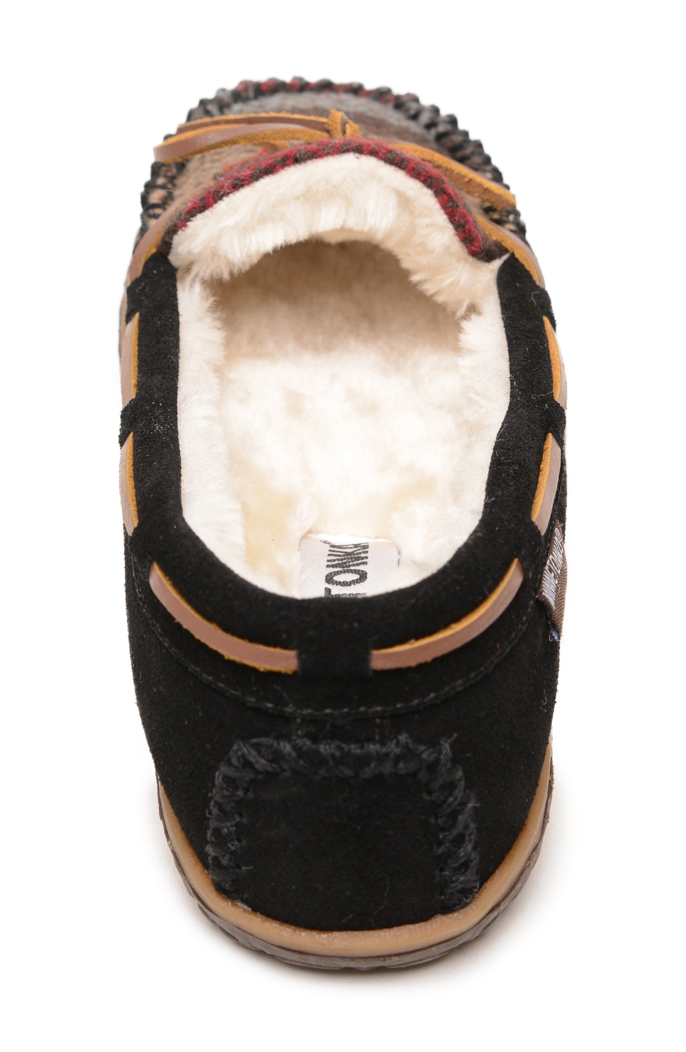 Minnetonka Tilia Faux Fur Lined Slipper, Alternate, color, Black Multi