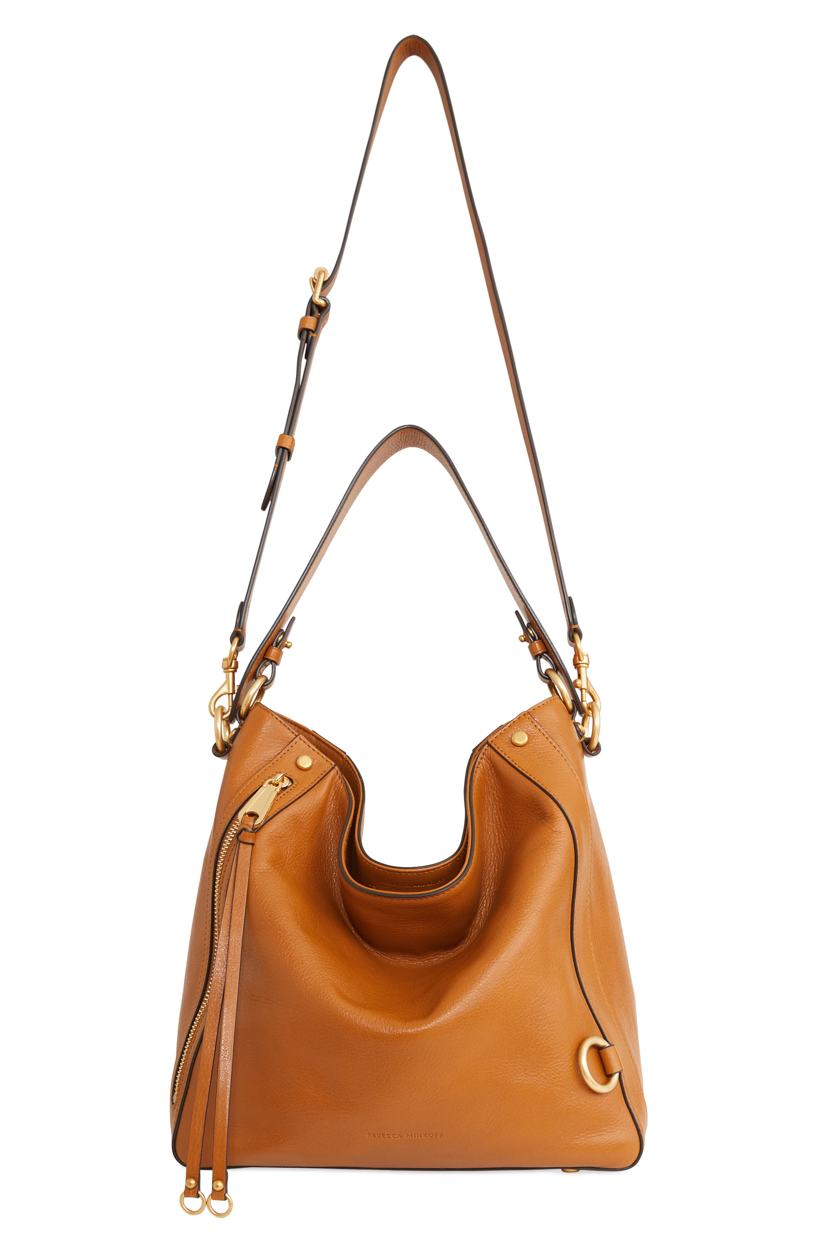 Rebecca Minkoff Mab Leather Hobo Bag, Alternate, color, Caramello