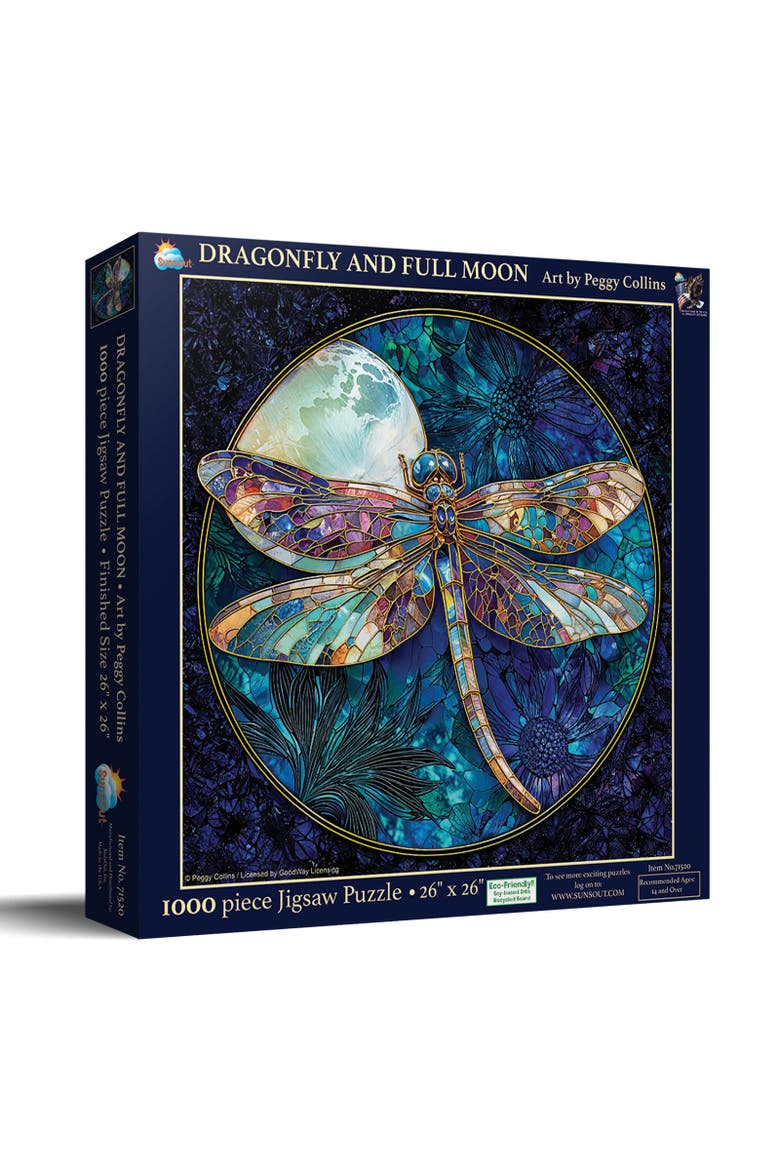 Dragonfly and Full Moon 1000 piece Jigsaw Puzzle for Adults, Main, color, Multicolor