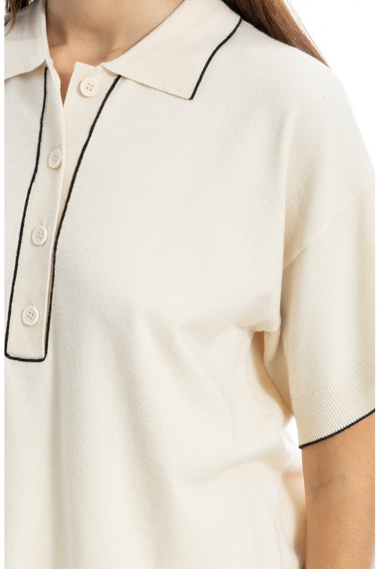 Boxy Polo Sweater, Alternate, color, IVORY/ BLACK