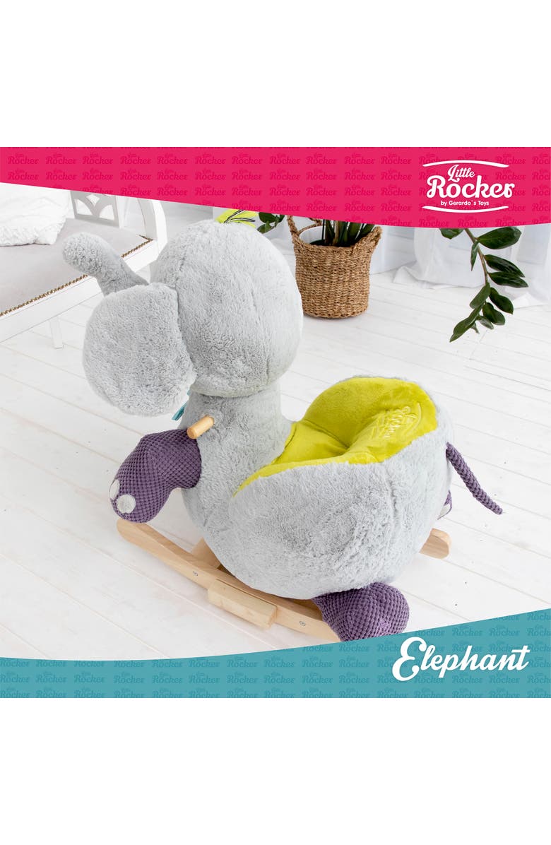 Gerardo´s Toys Little Rockers Elephant Wooden Plush Ride, Alternate, color, Multicolored