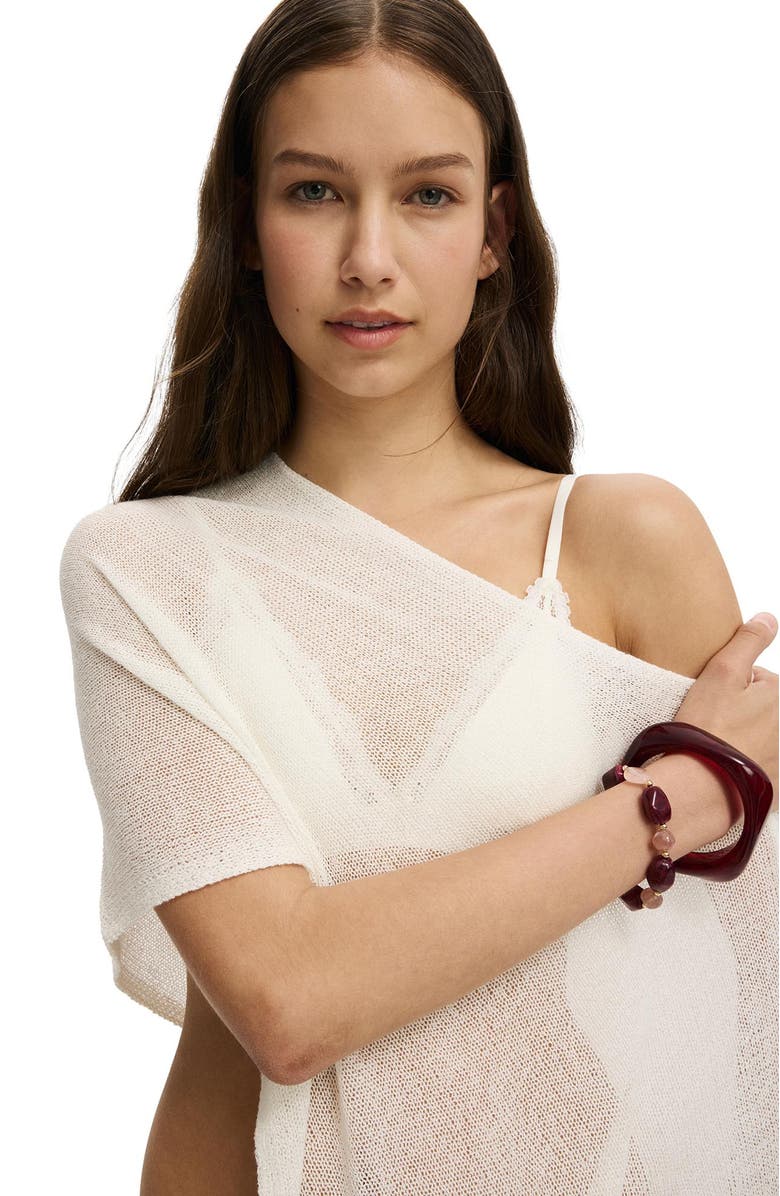 Cotton On Women's Sheer Knit Poncho, Alternate, color, Porcelain