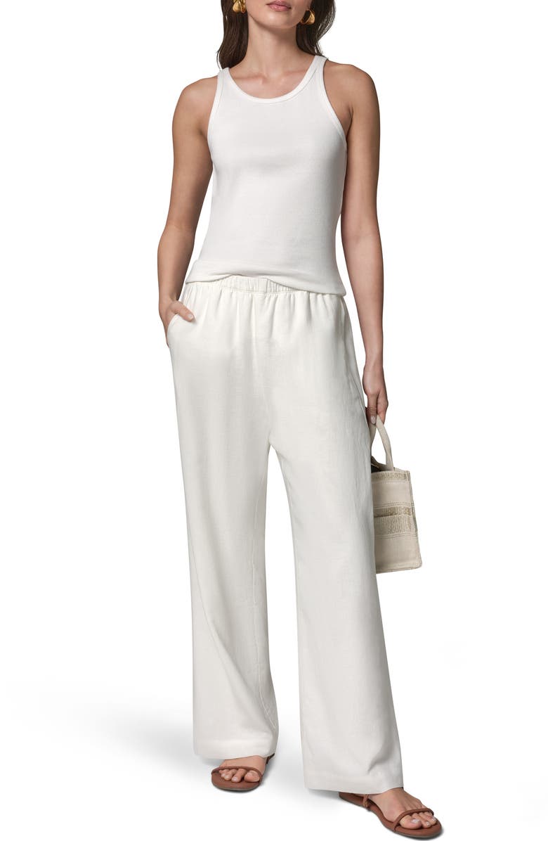 Donna Karan New York Linen Blend Pull-On Wide Leg Pants, Alternate, color, Cream