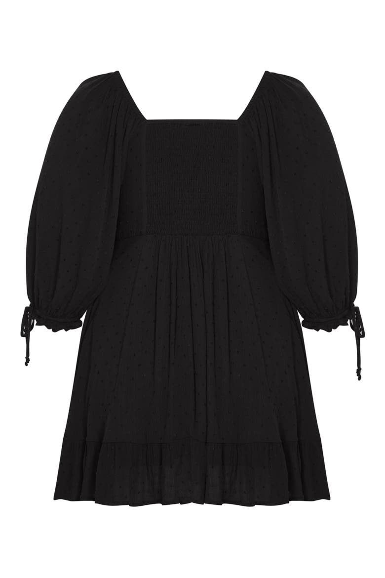 Arden Pleated Clip Dot Minidress, Alternate, color, BLACK