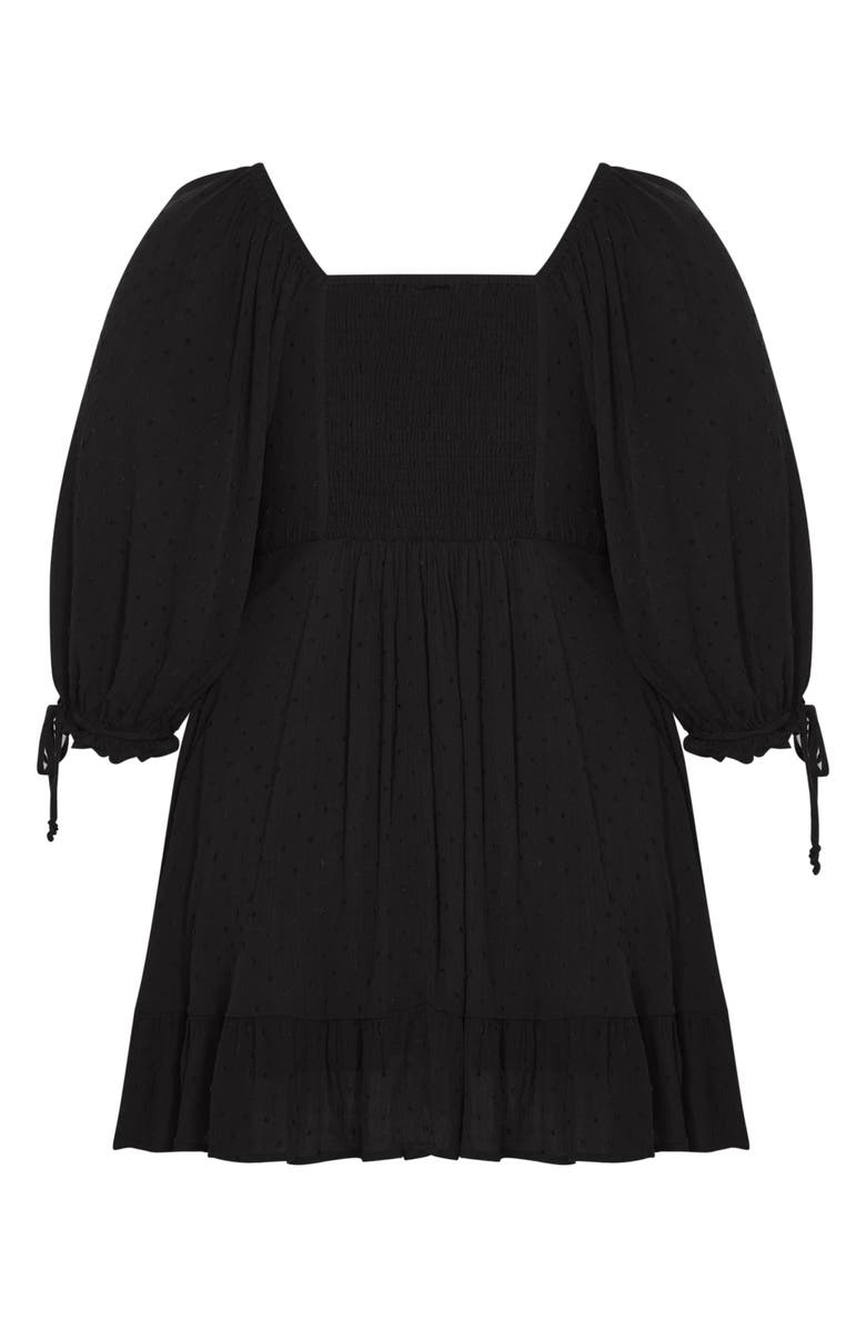 City Chic Arden Pleated Clip Dot Minidress, Alternate, color, Black