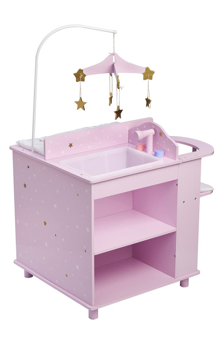 Teamson Kids Olivia's Little World Twinkle Stars Princess 4-in-1 Baby Doll Station, Alternate, color, Purple/ White