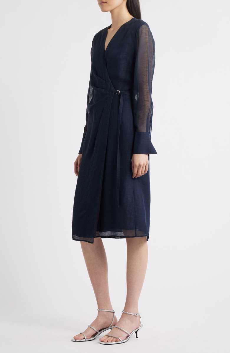 BOSS Dosala Long Sleeve Wrap Dress, Alternate, color, Sky Captain