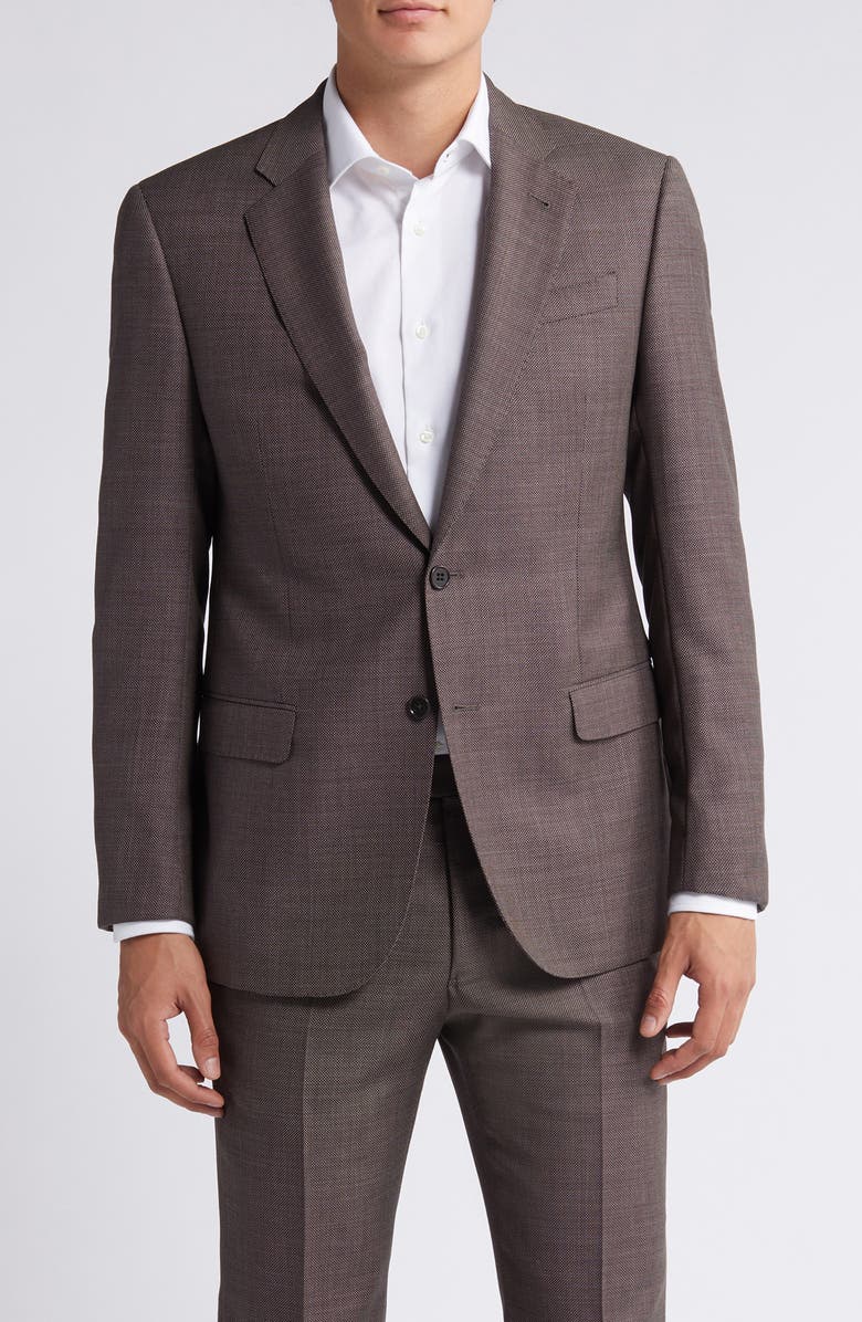 Emporio Armani Brown Wool Nailhead Suit, Alternate, color, 