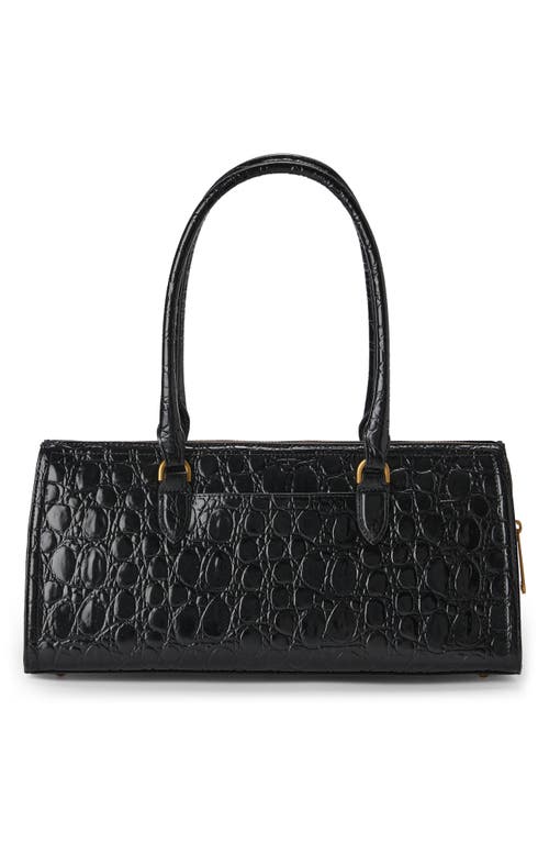 Brahmin Sophia Croc Embossed Leather Satchel In Black