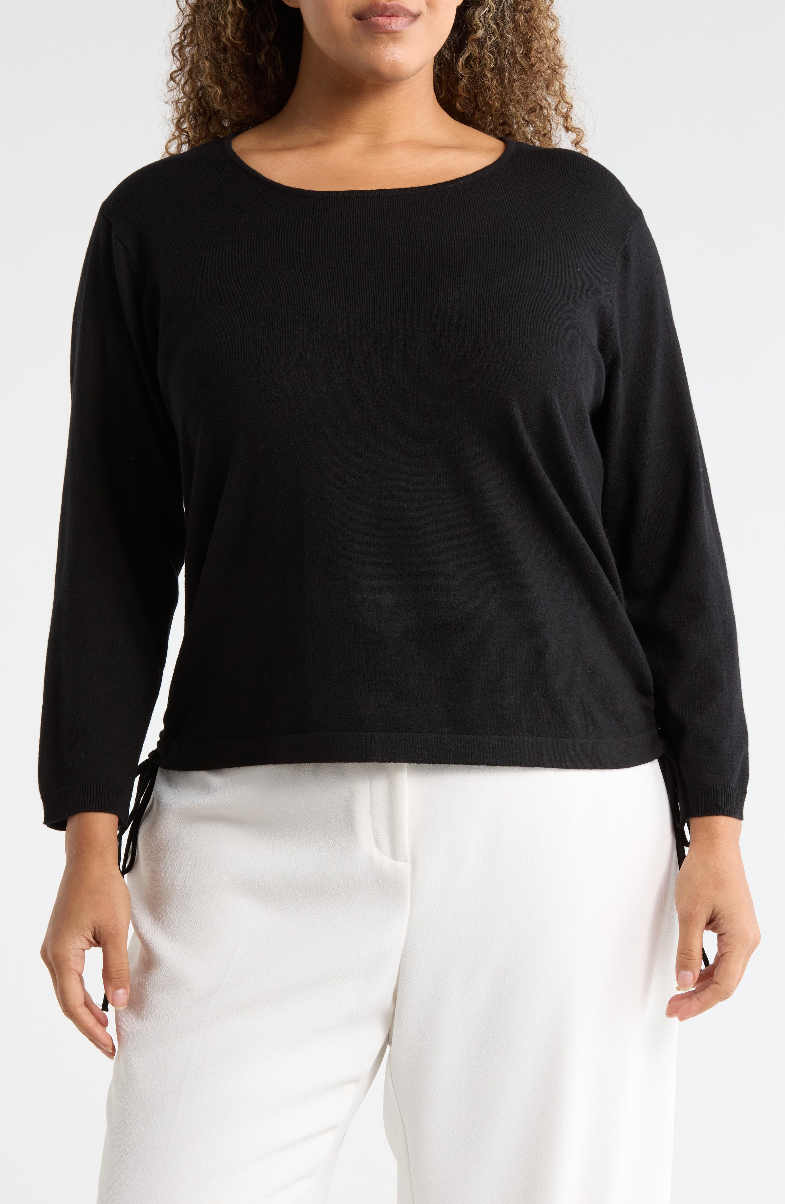MAX STUDIO Cinching Side Tie Pullover Sweater