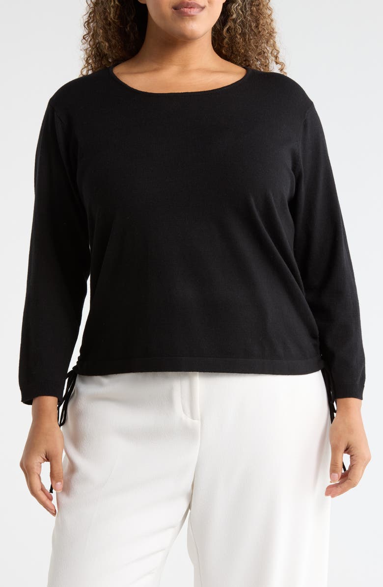 MAX STUDIO Cinching Side Tie Pullover Sweater, Main, color, Black