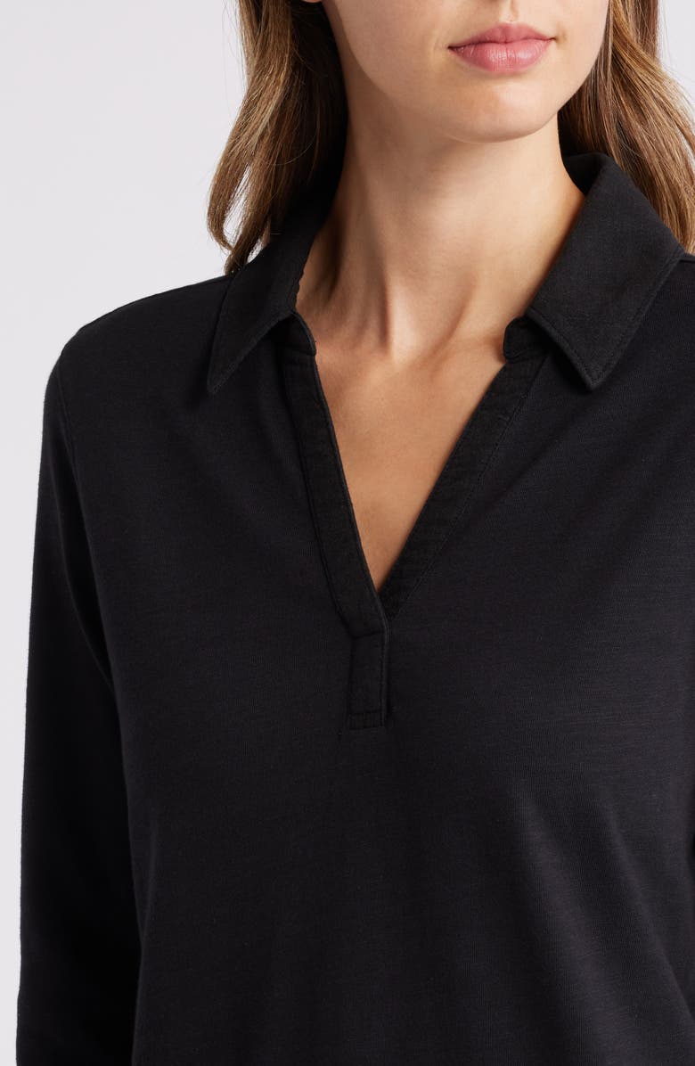Tommy Bahama Ashby Isles Long Sleeve Cotton Jersey Polo Dress, Alternate, color, Black