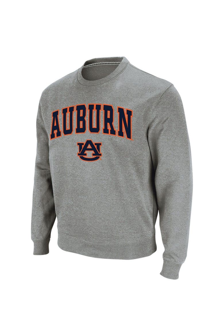 Men's Colosseum Heathered Gray Auburn Tigers Arch & Logo Crew Neck Sweatshirt, Alternate, color, Heather Gray