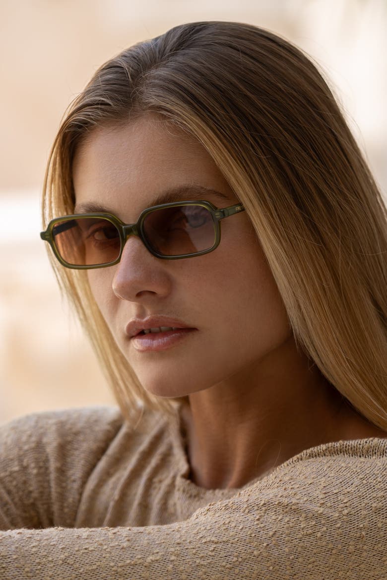Miki Rectangular Sunglasses, Alternate, color, Olive