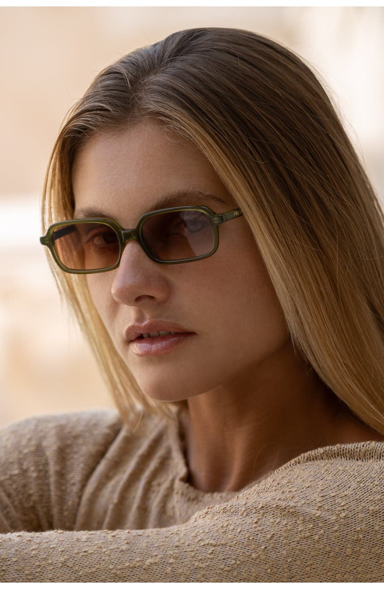 FREYRS Eyewear Miki Rectangular Sunglasses, Alternate, color, Olive