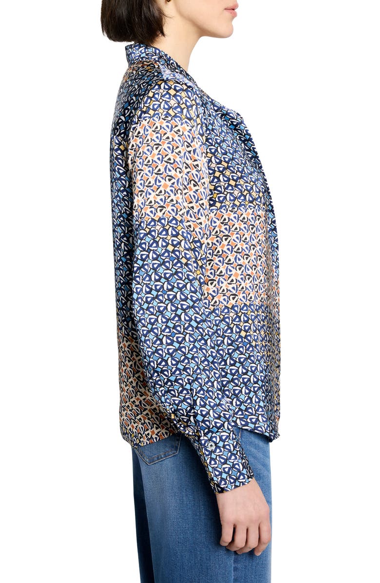 NIC+ZOE Monogram Mix Button-Up Top, Alternate, color, Blue Multi