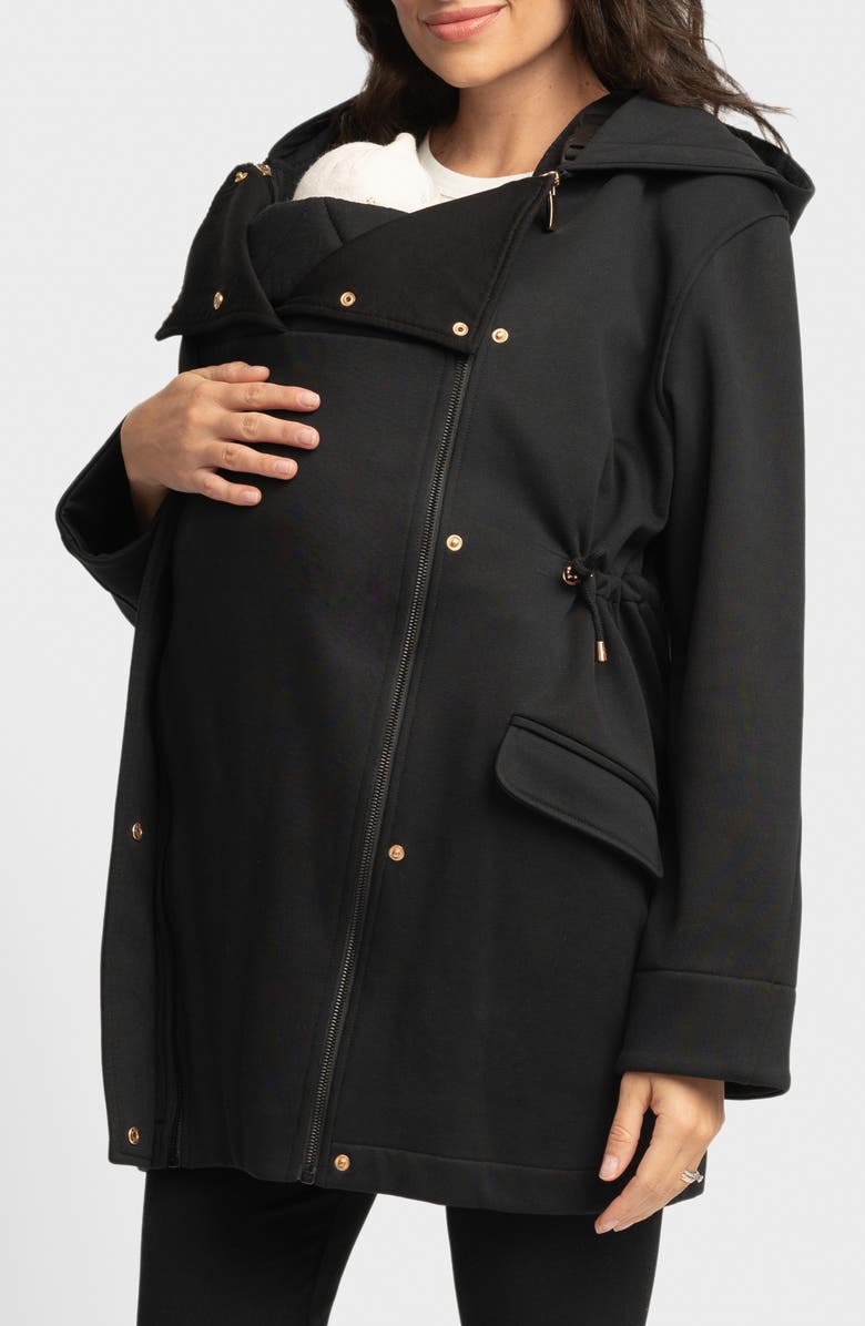 Seraphine Fleece Back Jersey Hooded Maternity Coat, Alternate, color, 