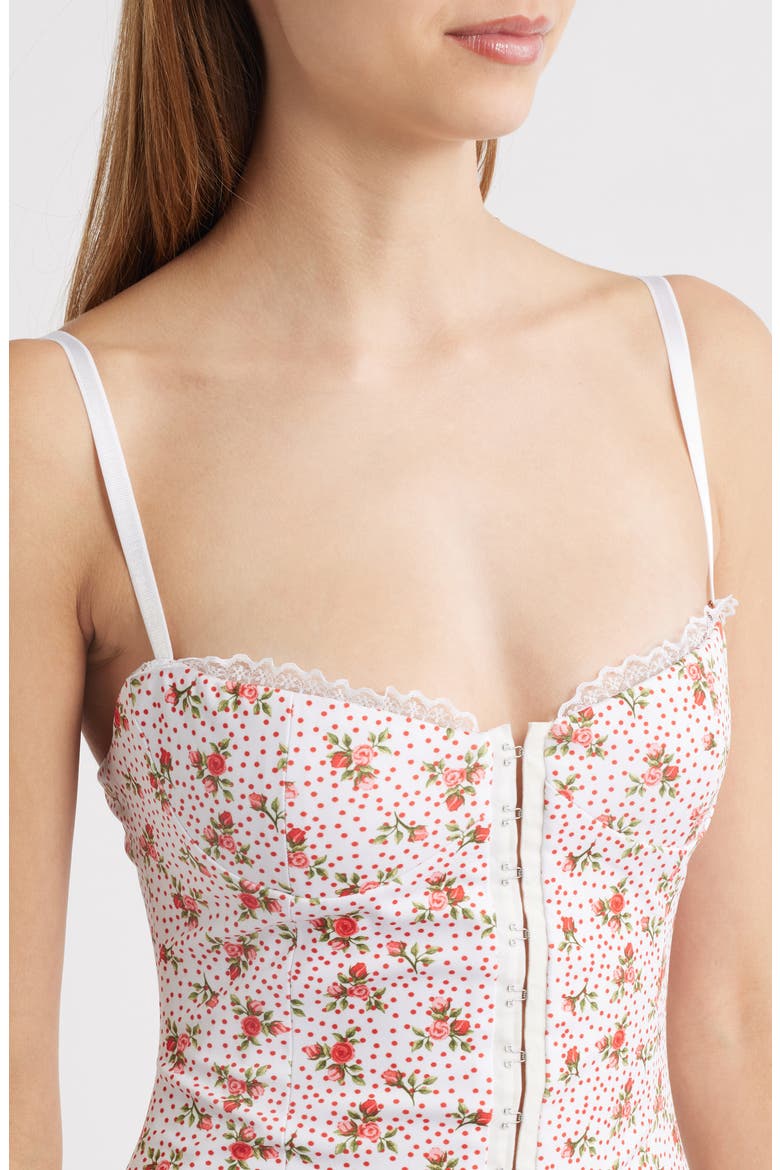 Body-Con Corset Minidress, Alternate, color, WHITE FLORAL