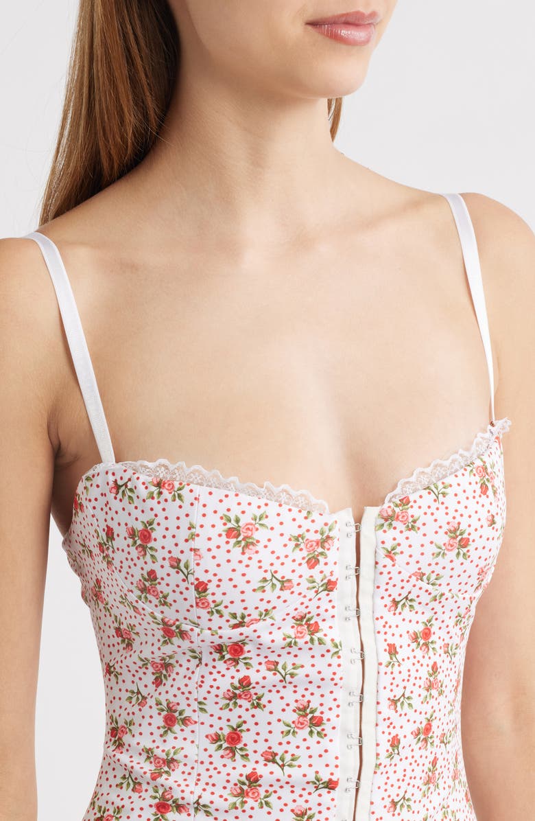 Bella Venice Body-Con Corset Minidress, Alternate, color, White Floral