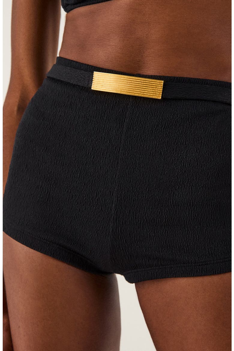 Monica High Waist Swim Shorts, Alternate, color, BLACK
