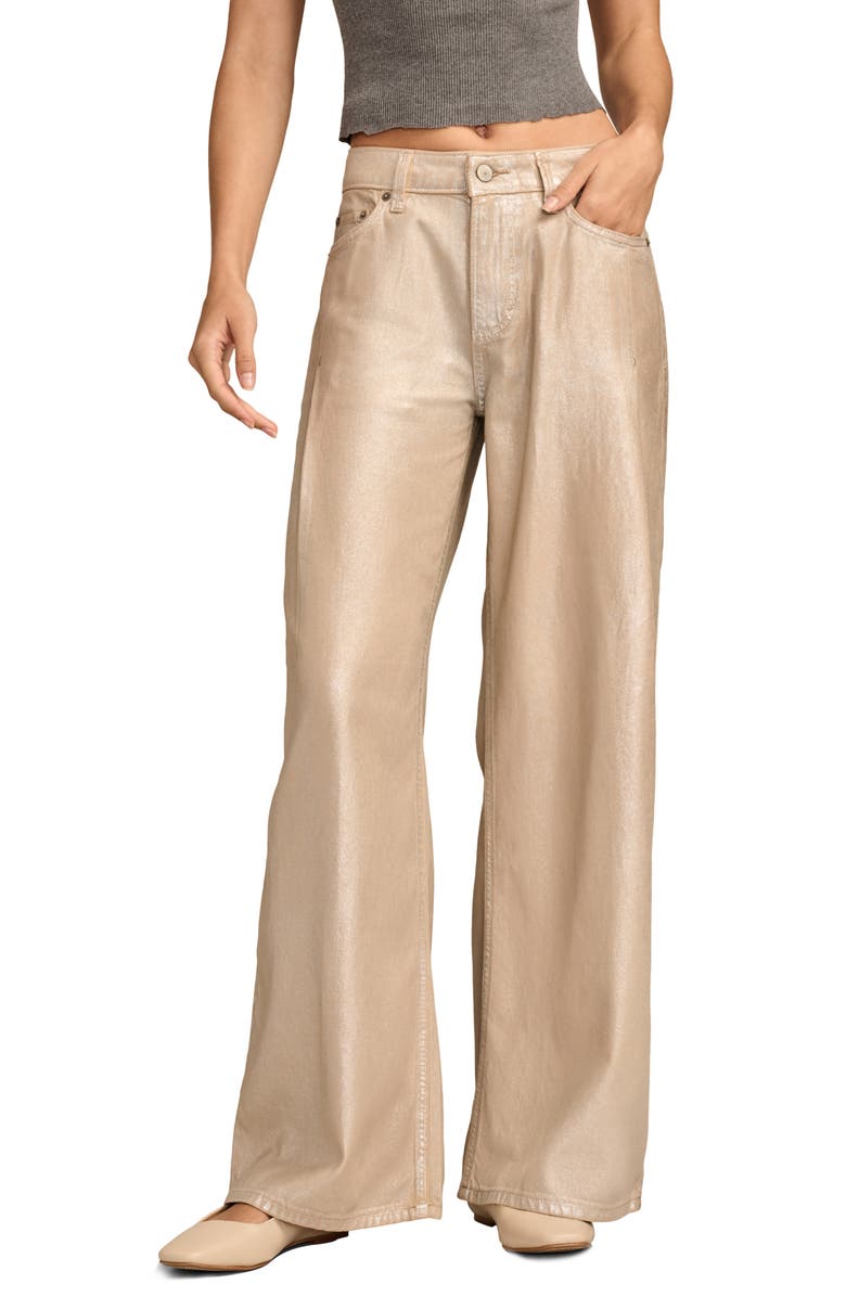 Lucky Brand High Waist Metallic Palazzo Wide Leg Pants, Main, color, 