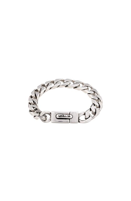 Unode50 Sterling Silver-plated Metal Medium Treaded Bearded Chain Bracelet In Metallic