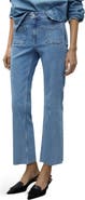 MANGO Alex Raw Hem Patch Pocket Crop Flare Jeans