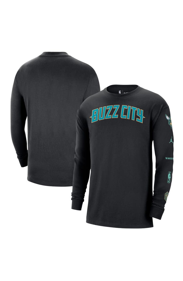 Nike Men's Nike Black Charlotte Hornets 2023/24 City Edition Max90 Expressive Long Sleeve T-Shirt, Alternate, color, 