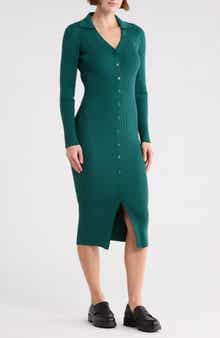 DKNY Jeans Long Sleeve Rib Polo Dress