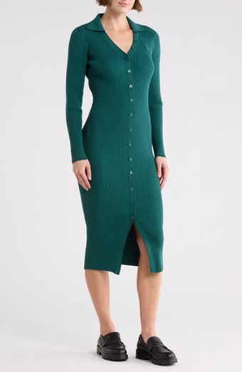 DKNY Jeans Long Sleeve Rib Polo Dress