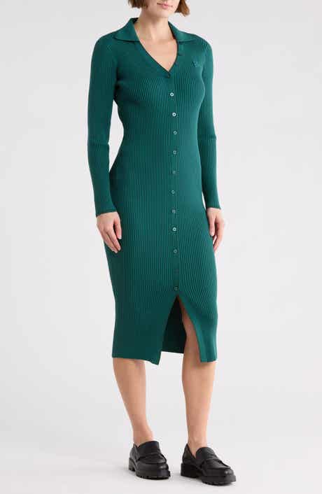 DKNY Jeans Long Sleeve Rib Polo Dress