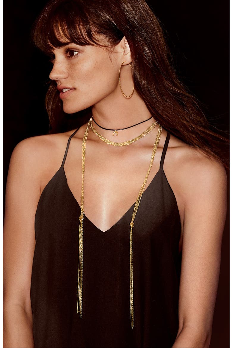 Long Multistrand Lariat Necklace, Alternate, color, SILVER