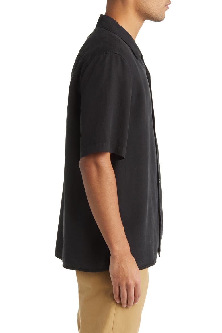 Julio 5029 Short Sleeve Lyocell & Linen Button-Up Camp Shirt, Alternate, color, BLACK