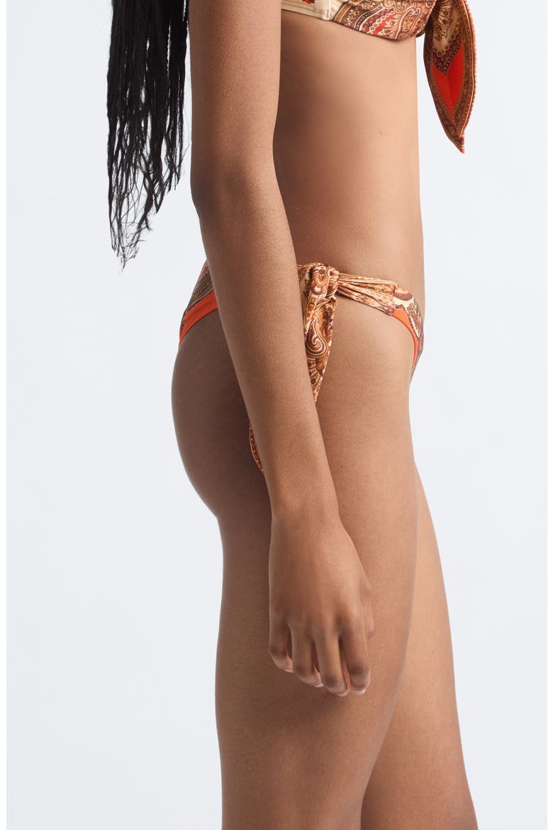 Mahon Scarf Tie Bikini Bottoms, Alternate, color, TANGERINE PAISLEY