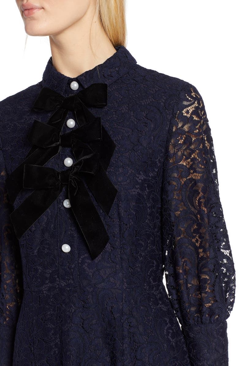 Halogen<sup>®</sup> x Atlantic-Pacific Bow Detail Lace Midi Dress, Alternate, color, 