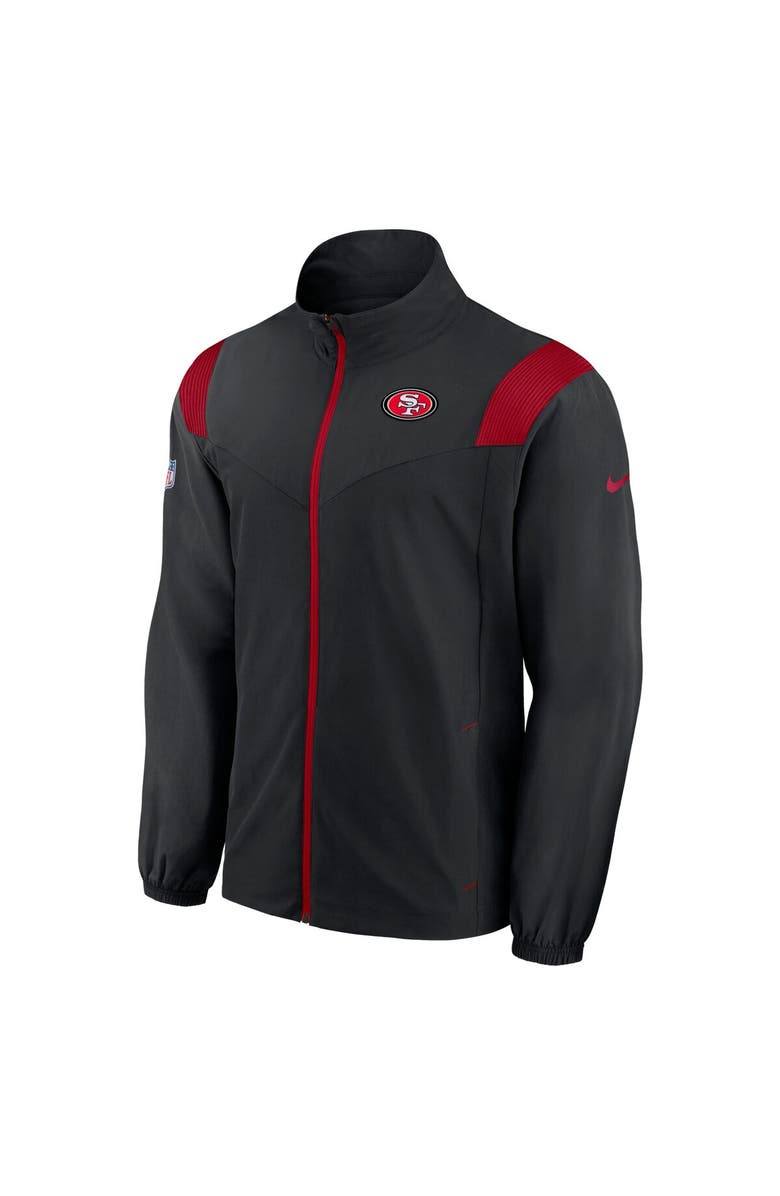 Nike Men's Nike Black/Scarlet San Francisco 49ers Sideline Woven Logo Full-Zip Jacket, Alternate, color,