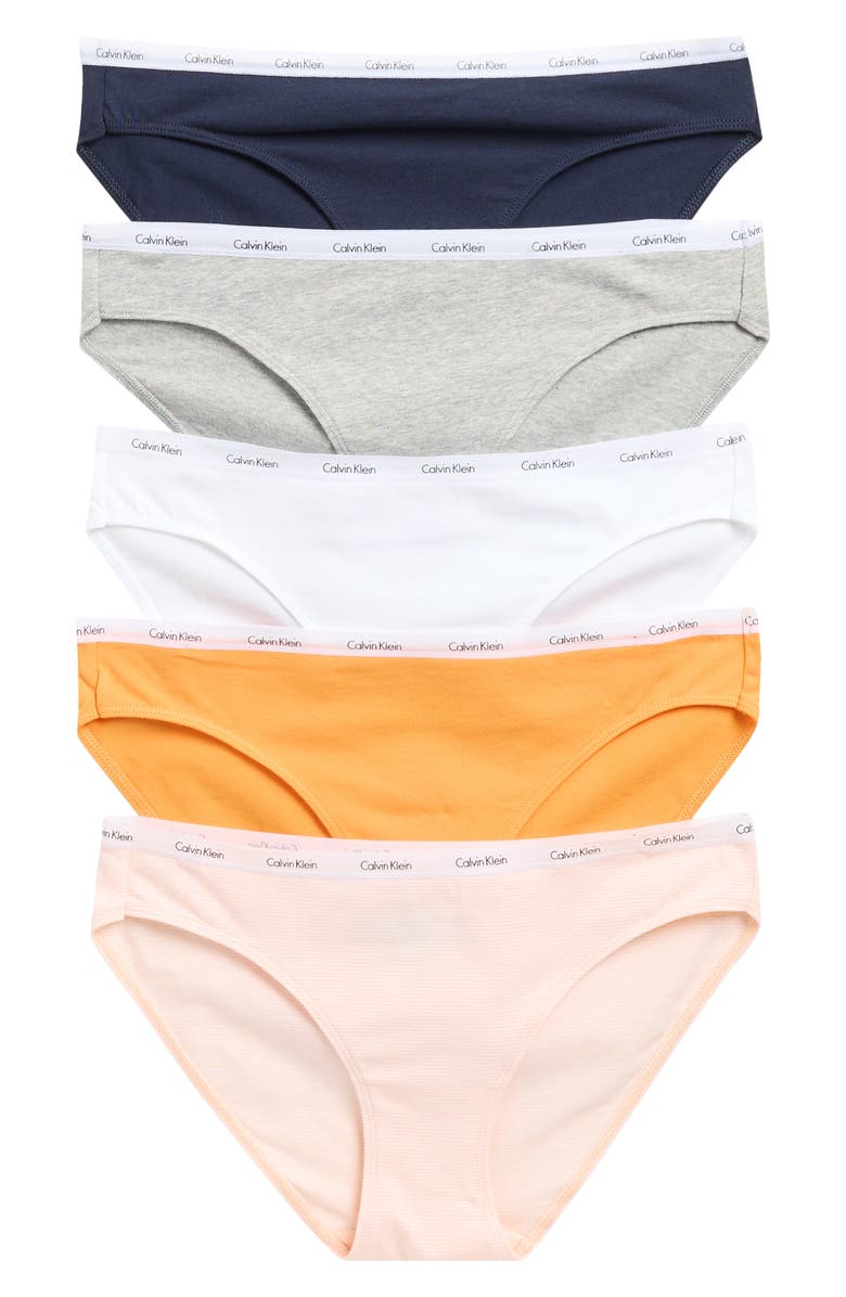 Calvin Klein Autograph 5-Pack Bikini Panties, Main, color, Shoreline/White/Orange
